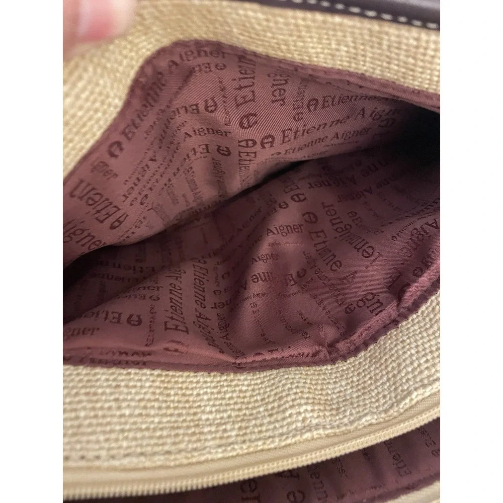 Vintage Etienne Aigner Handbag Straw Woven With Leather Accents